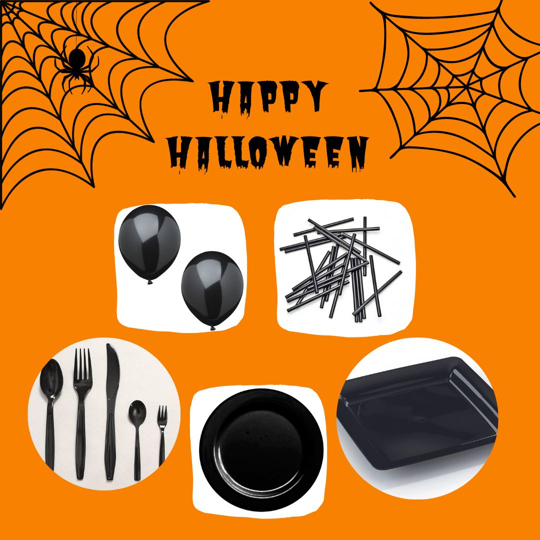Halloween vasos, Halloween cubiertos, Halloween decoracion,Cubiertos, vasos, platos y globos para cenas, comidas y fiestas