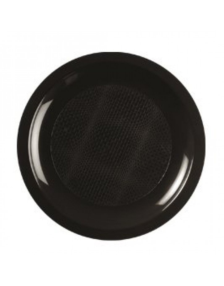 PLATO LLANO DE PLASTICO NEGRO