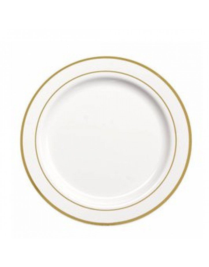 Plato blanco con borde en oro