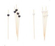 PALILLOS DECORATIVOS 12 cm MADERA CON PERLA NEGRA (25 Ud/Paq)