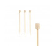 Pinchos palillo madera, bambú natural torneados 7cm "Drum" (100 uds./paq.)