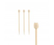 Pinchos palillo madera, bambú natural torneados 7cm "Drum" (100 uds./paq.)