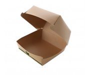 Caja Hamburguesa en Cartón Kraft 11.5 x 11.5 x 7 cm (Paq 50 Uds)
