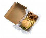Caja Hamburguesa XXL en Cartón Kraft 22.5 x 18 x 9 cm (Paq 50 Uds)