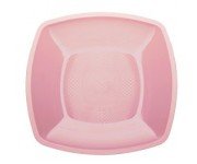 PLATO POSTRE CUADRADO 18 cm ROSA CLARO 6 Ud/Paq