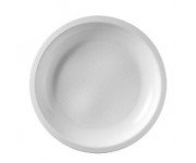 PLATO DE PLASTICO LLANO BLANCO