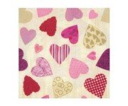 SERVILLETAS CORAZONES 16,5 x 16,5 cm (20 Ud/Paq)