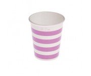 VASO CARTÓN 250 cc  RAYAS BLANCO Y MALVA 10 Ud/Paq