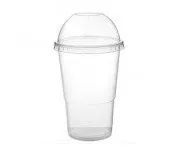 VASO PLÁSTICO 500CC TRANSPARENTE  CON TAPA CUPULA AGUJERO (10 Ud/Paq )