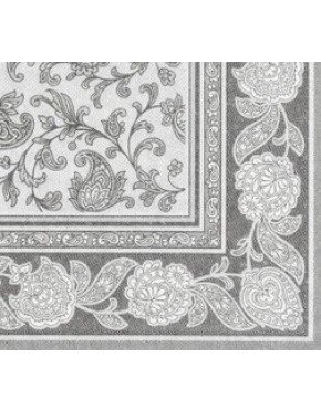 SERVILLETAS ORNAMENTS EFECTO TELA BLANCO Y GRIS
