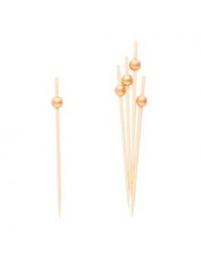 PALILLOS DECORATIVOS 12 cm MADERA CON PERLA ORO (25 Ud/Paq)
