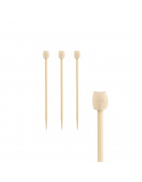 Pinchos palillo madera, bambú natural torneados 7cm "Drum" (100 uds./paq.)