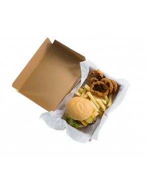 Caja Hamburguesa XXL en Cartón Kraft 22.5 x 18 x 9 cm (Paq 50 Uds)