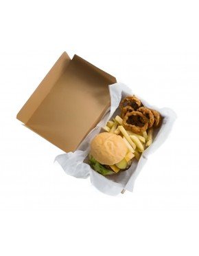 Caja Hamburguesa XXL en Cartón Kraft 22.5 x 18 x 9 cm (200 Uds)