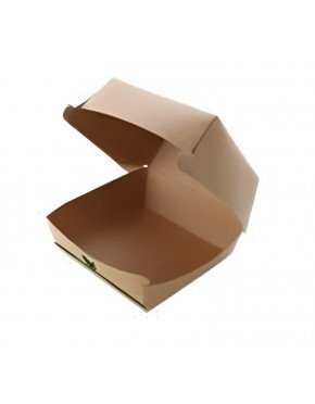 Caja Hamburguesa en Cartón Kraft 11.5 x 11.5 x 7 cm (Paq 50 Uds)