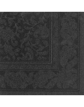 SERVILLETAS EFECTO TELA ORNAMENTS NEGRO  