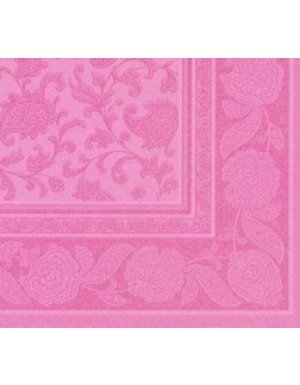 SERVILLETAS ORNAMENTS EFECTO TELA 20 x 20 cm ROSA ( 20 Ud/Paq)