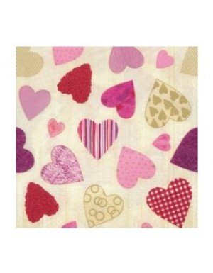 SERVILLETAS CORAZONES 16,5 x 16,5 cm (20 Ud/Paq)