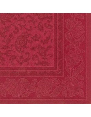 SERVILLETAS ORNAMENTS EFECTO TELA 20 x 20 cm ROJO BURDEOS  (20 Ud/Paq)