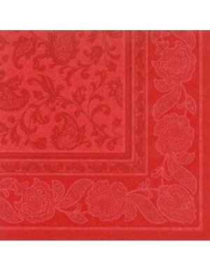 SERVILLETAS ORNAMENTS EFECTO TELA 20 x 20 cm ROJO  (20 Ud/Paq)