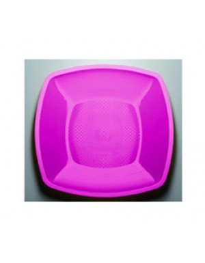 PLATO POSTRE CUADRADO 18 cm FUCSIA 6 Ud/Paq