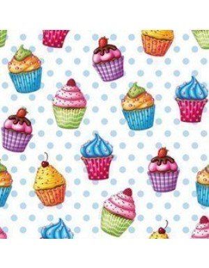 SERVILLETAS 3 CAPAS CUPCAKES 16,5 x 16,5 cm (20 Ud/Paq)