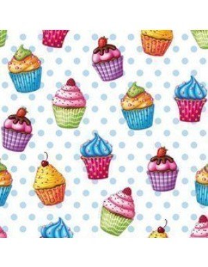 SERVILLETAS 3 CAPAS CUPCAKES 16,5 x 16,5 cm (20 Ud/Paq)