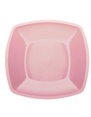 PLATO POSTRE CUADRADO 18 cm ROSA CLARO 6 Ud/Paq