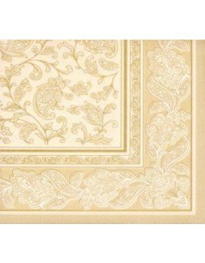 SERVILLETAS ORNAMENTS EFECTO TELA 20 x 20 cm BEIG/CHAMPANG  (20 Ud/Paq)