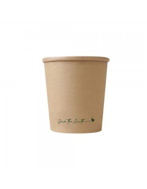 Vaso de Cartón 12 Oz Sopa Buket + Tapa Kraft 350 ml (1 paquete de 25 Uds)