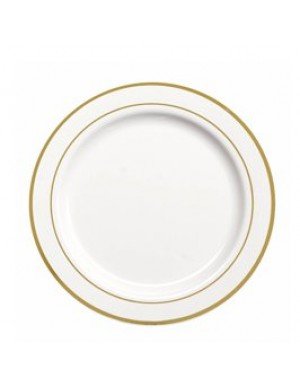 PLATO EXTRA RESISTENTE 19 cm BLANCO BORDE ORO  20 Ud/Paq